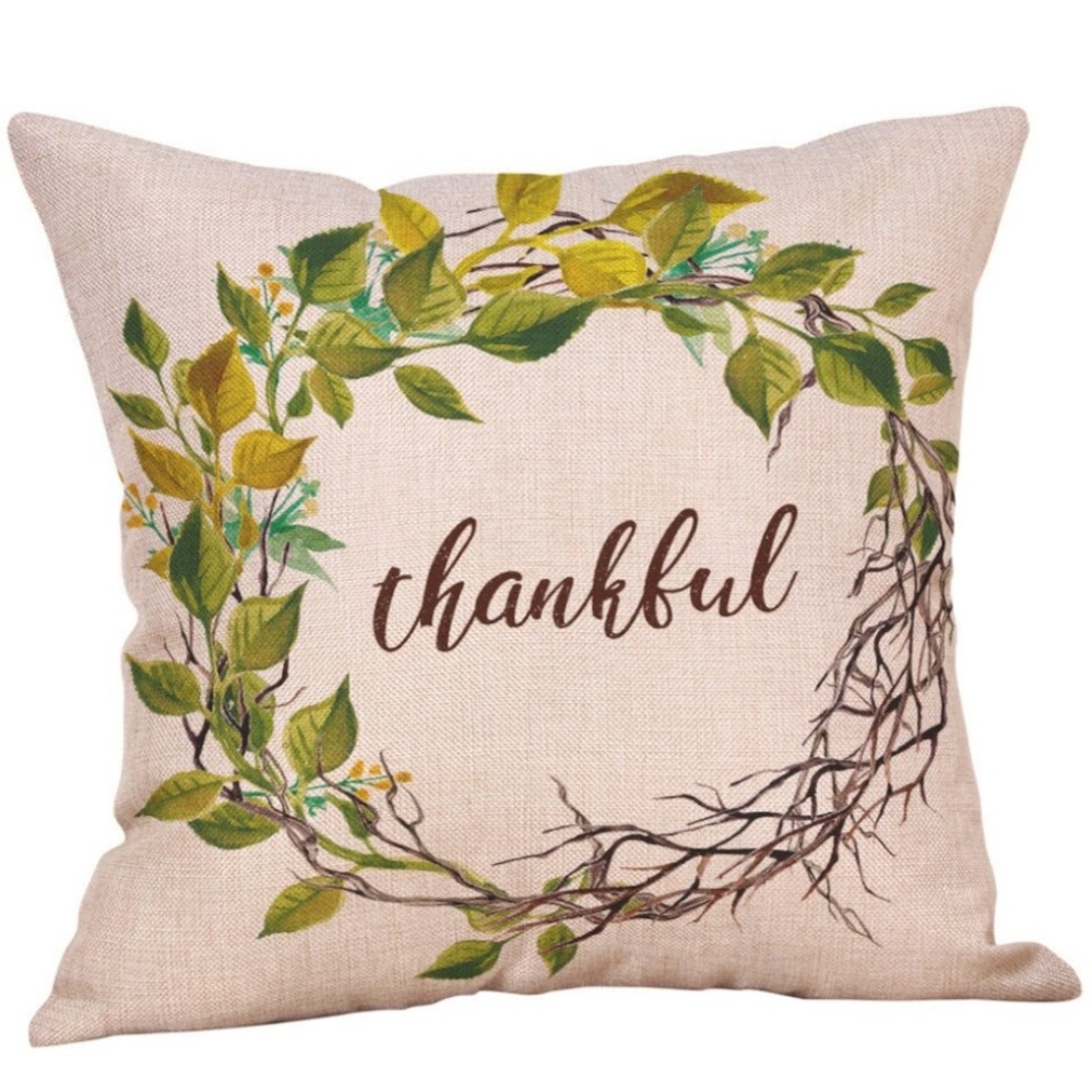 Pillow Cover- NEW-  Thankful - Fall